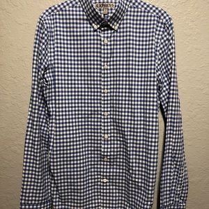 Express - Fitted Plaid Button-Down Dress Shirt